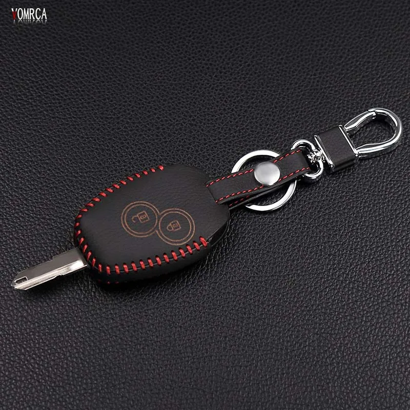 Genuine Leather Car Key Case For Renault 2 button Clio Scenic Megane Duster Sandero Captur Twingo Modus Remote Control Cover