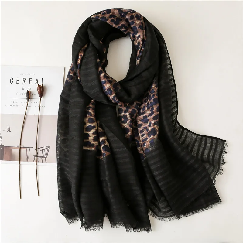 

2020 Spring Autumn Fashion Ombere Leopard Viscose Scarf Ladies Print Shawls and Wraps Neck Snood Bandana Foulards Hijab Sjaal