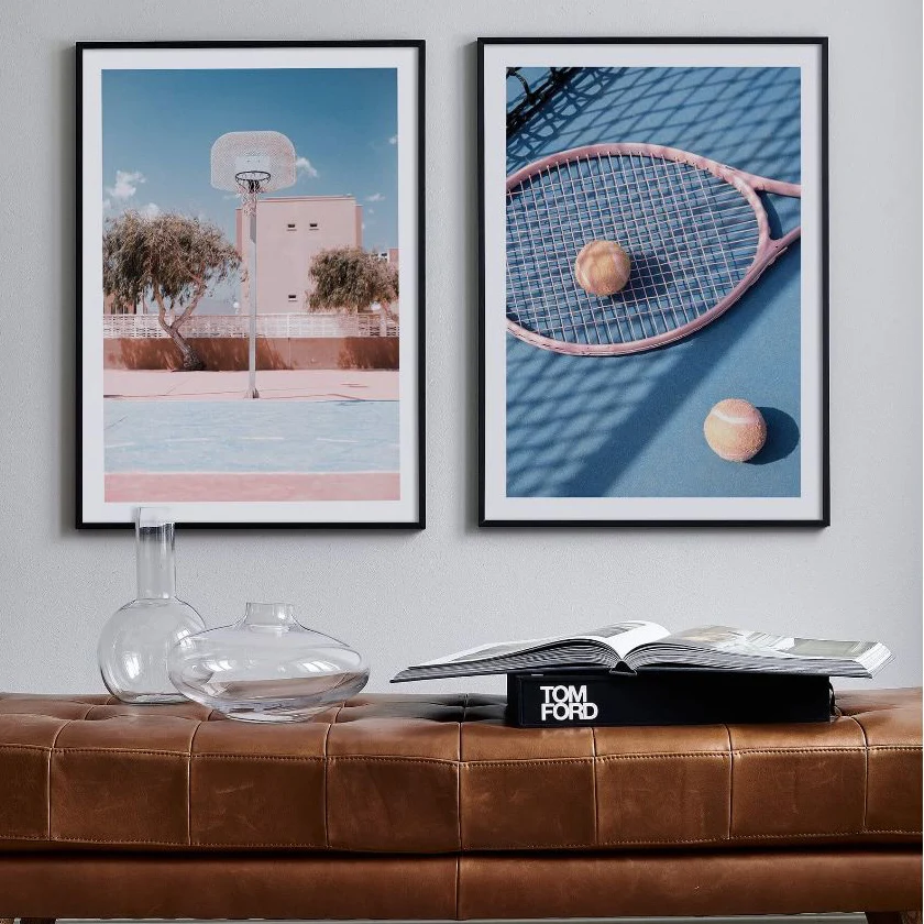 Blue Seats Pink Tennis Prints and Poster Tennis Court Basketball Canvas Painting Wall Art Stadium Picture Modern Home Decoration