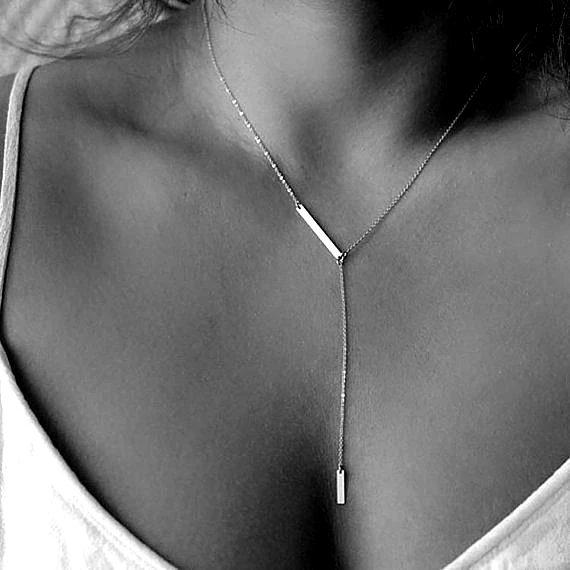 

2017 925 sterling silver high quality name silver bar lariat long silver chain women necklace 925