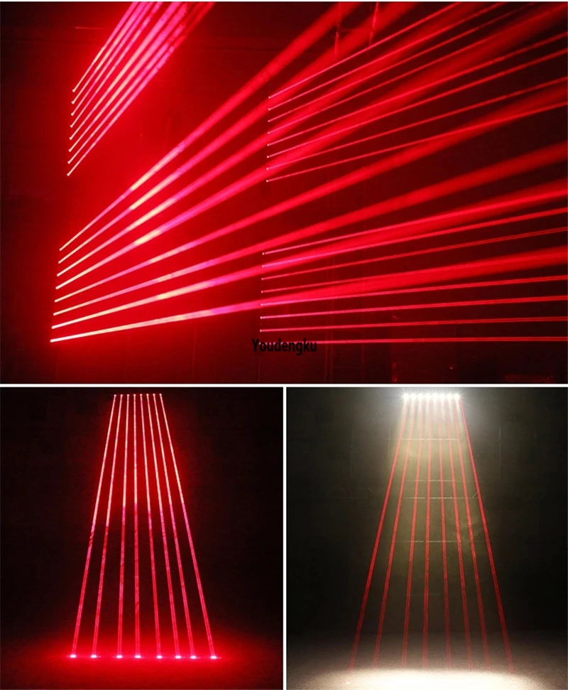 1pcs dj disco moving head laser light 8 holes pixels red green bar laser beam moving head light