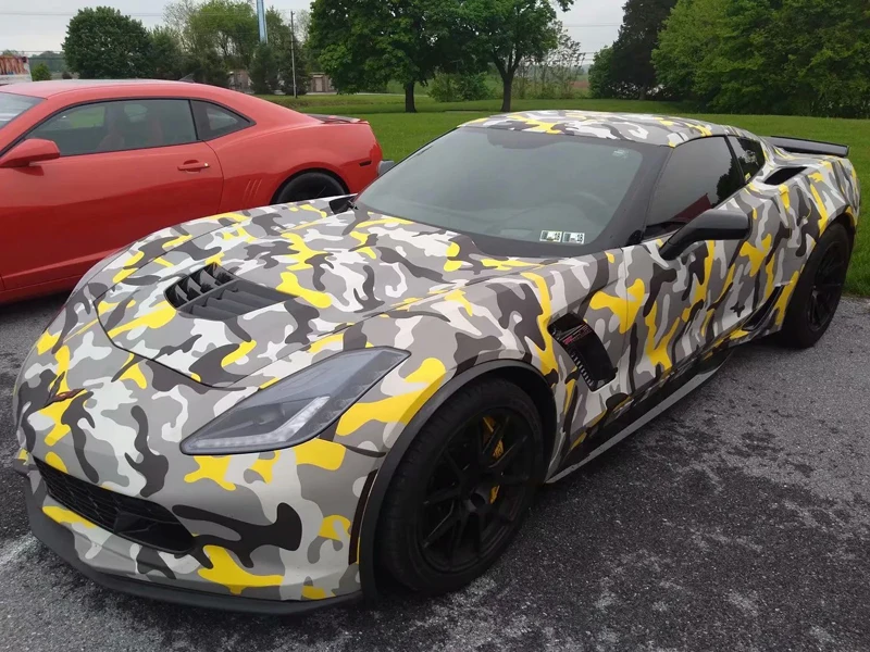 

High Quality Black Gray Yellow Camo Camouflage Vinyl Car Wrap Stickers Foil with Air Bubble Free