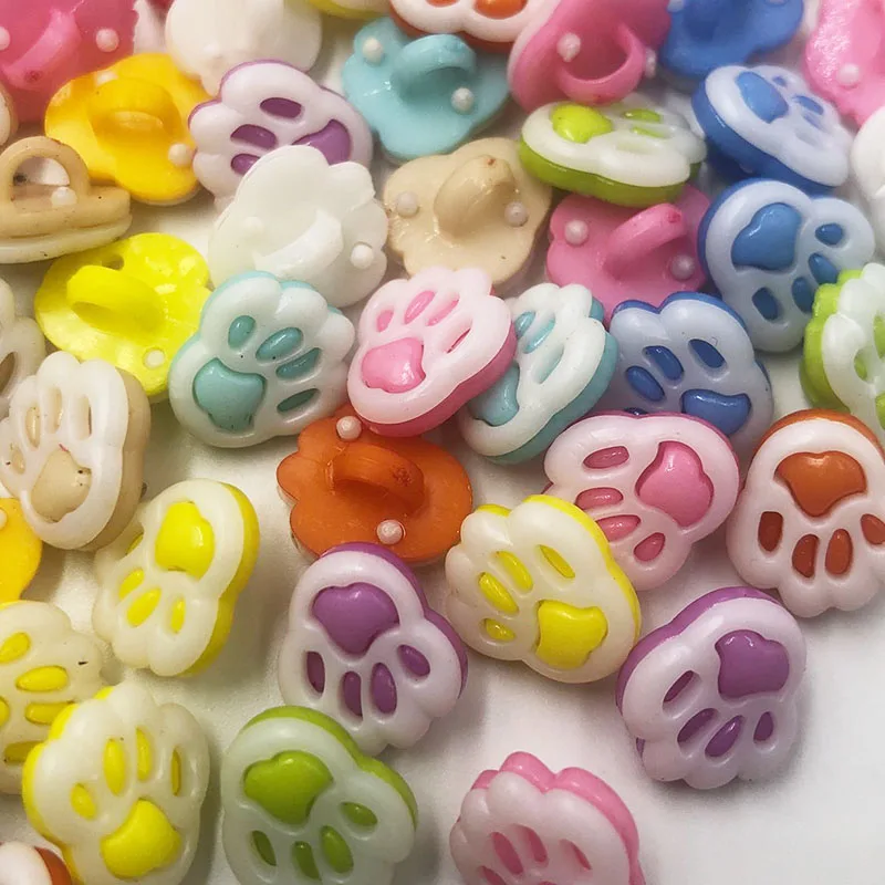 50/100pcs Mixed Acrylic Animal Footprint Apparel Sewing Buttons For Kids Clothes Scrapbooking Decorative PT30