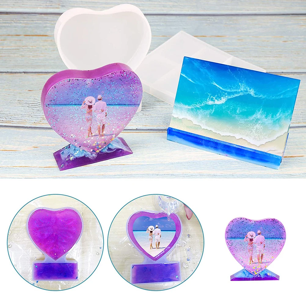 

2Pcs Rectangle and Heart Shape Resin Mold for Photo Frame DIY Silicone Epoxy Molds for Casting Personalized Photo Frame Mold