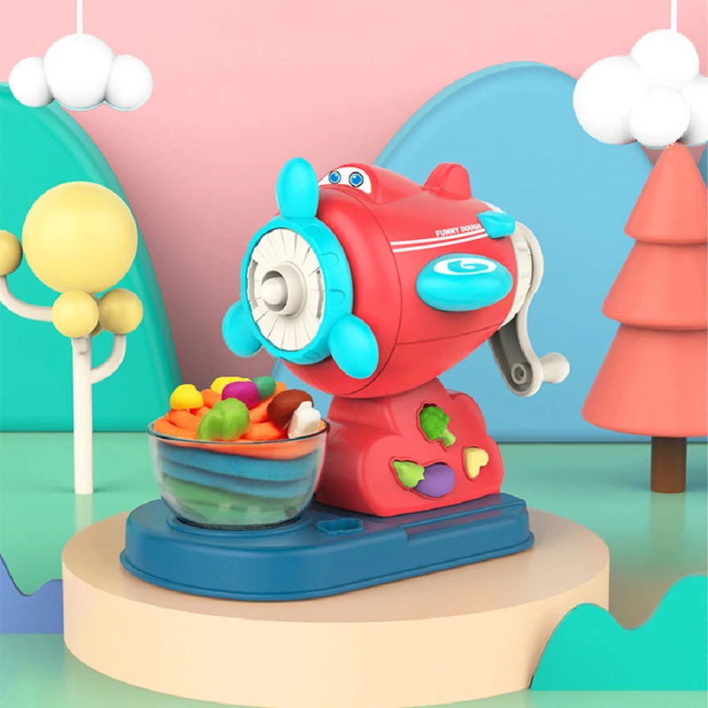 Puxida Pretend To Play Ice Cream Machine Family Play House Toy Set Colored Clay Plasticine Piggy Noodle Machine Mold Children\'s