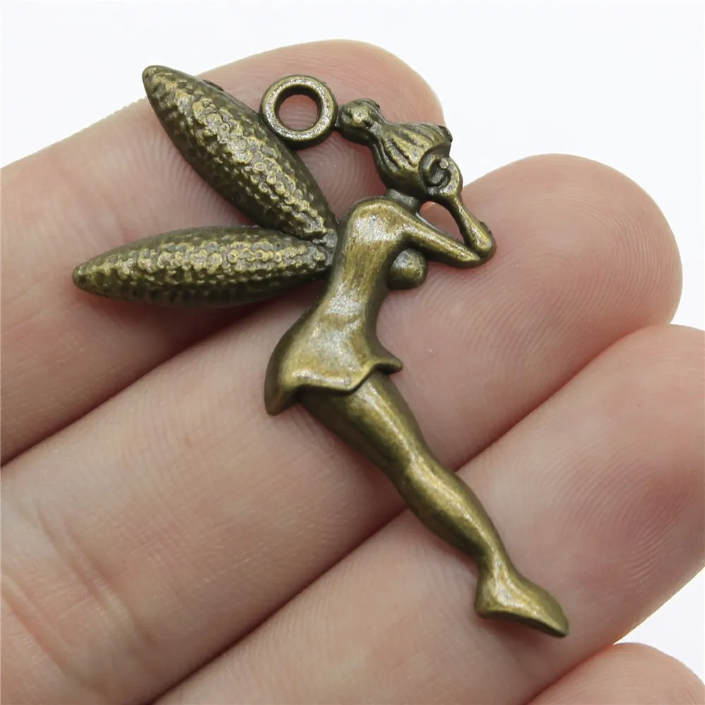 

60pcs 49x29mm Listen Angel Charm For Jewelry Making Antique Bronze Color Jewelry Findings