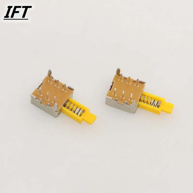 10Pcs Free shopping A06 6pin TV Power Switch With Spring Self-locking Yellow DC 12V 50MA Unidirection Push-button Switch