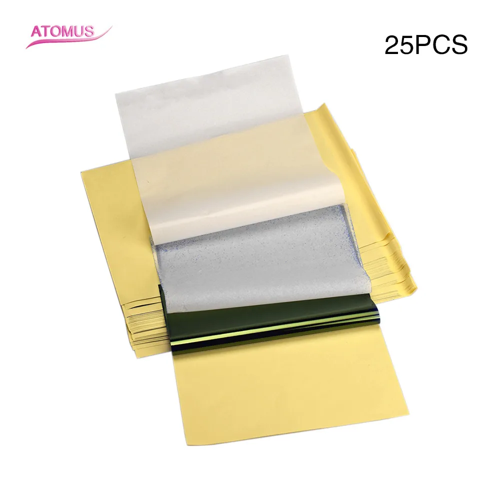 ATOMUS Thermal Stencil Tattoo Transfer Paper 4 Layer Carbon Heat Transfer Paper Tattoo Thermal Copier Printer Paper 25pcs /Set