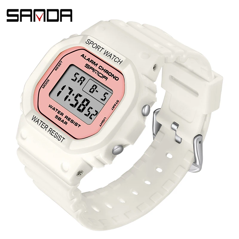 Fashion New Sanda Top Brand White Women Sports Watch Matcha Waterproof Ladies Jelly Digital Watches Reloj Mujer Relogio Feminino