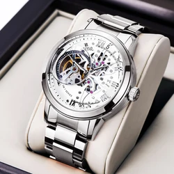 OBLVLO New Design Skeleton Watches Steel Automatic Watches With Sapphire Crystal Relogio Masculino VM