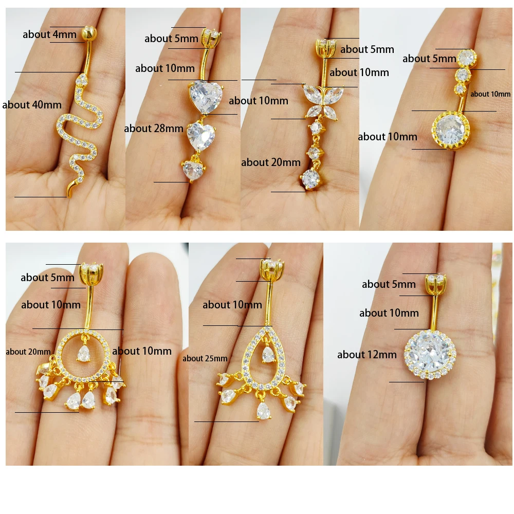 1pc Navel Rings Belly Button Ring 925 Sterling Silver CZ Navel Piercing Barbell Body Jewelry