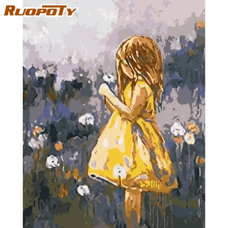 RUOPOTY Picture Of The Figure Paintings By Numbers Girl Acrylic Paints For Adults Drawing HandPainted Home Decoration Wall