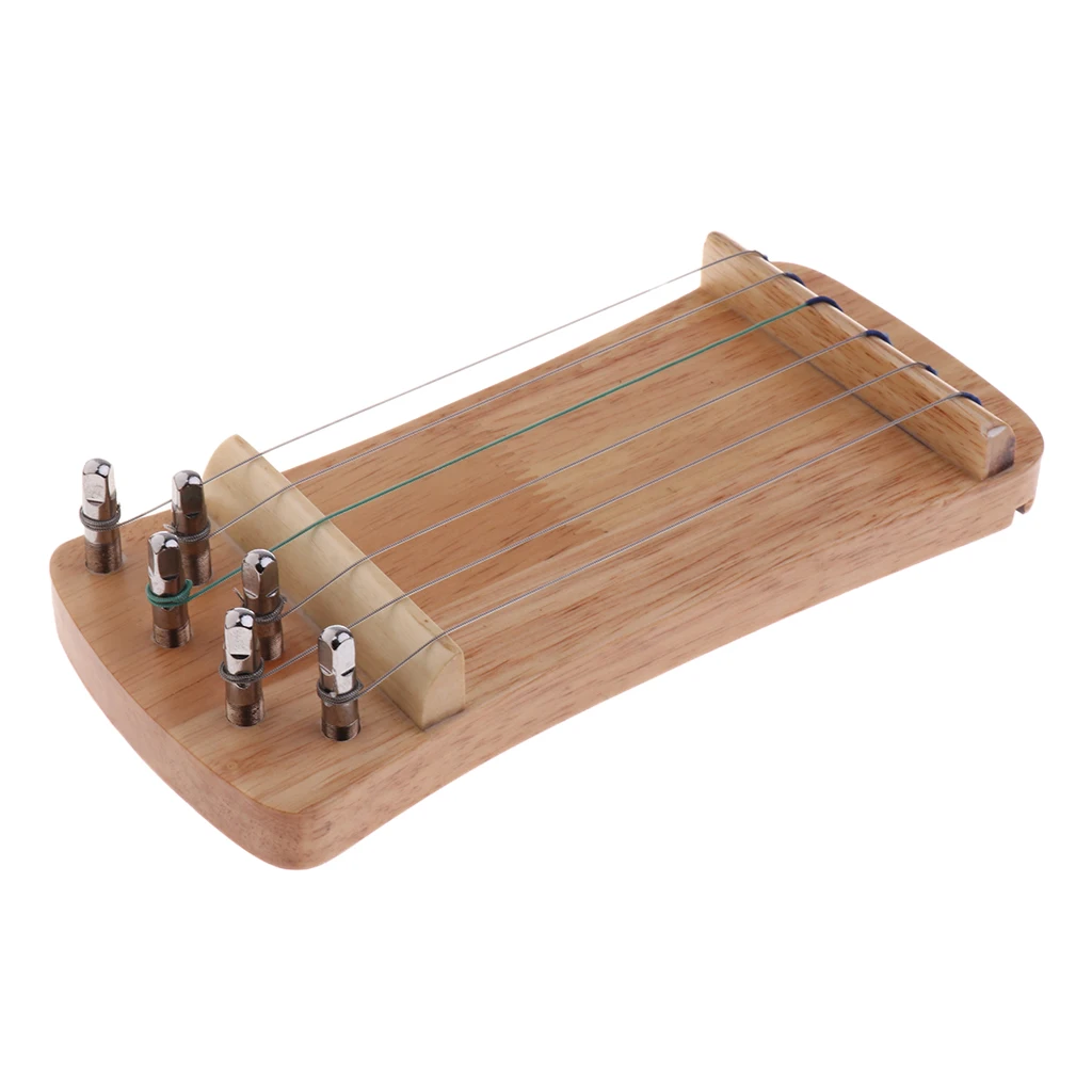 Tooyful Exquisite Solid Wood Mini 6 String Guzheng Chinese Zither Hand Trainer Gu Zheng Finger-training Exerciser