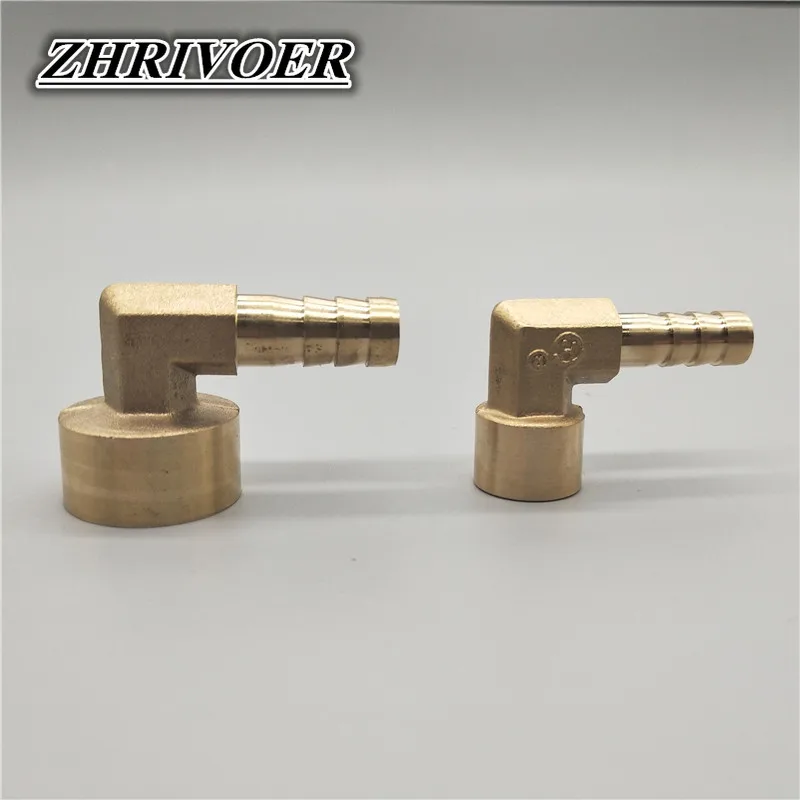 สายทองเหลืองข้อศอก8มม.10มม.12มม.16มม.1/4 1/8 3/8 1/2 "BSP หญิงด้าย Barbed Coupling Connector Joint Adapter