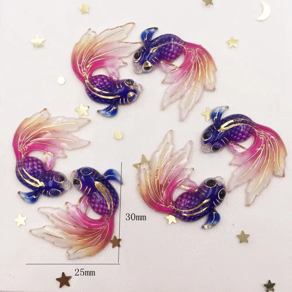 New 8pcs Resin Shiny Colorful Goldfish Buttons Flatback Rhinestone Scrapbook 1 Hole Wedding Applique DIY Ornaments Craft G58