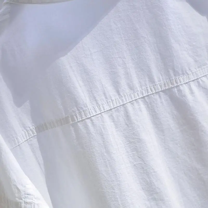 Oversize Shirts Womens 2021 Korean Fashionable Double Pocket Long Sleeve Cotton White Tops Female Boy Friend Style Trend Blouse