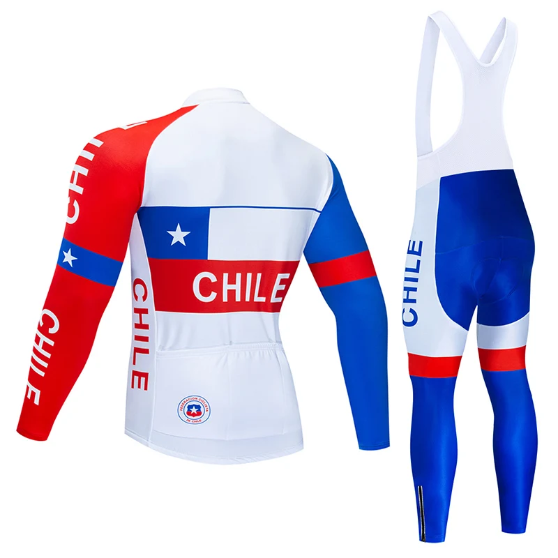 2022 Team Chile Men's Long Cycling Jersey 9D Set MTB Uniform Bicycle Clothing Breathable Bike Clothes Wear Ropa Ciclismo Maillot