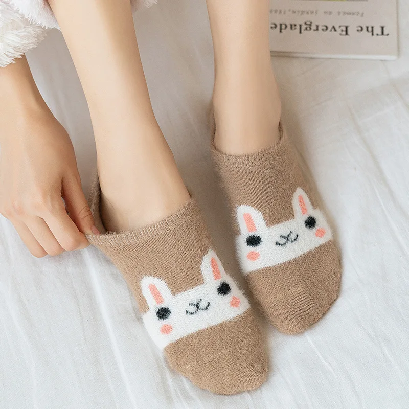 Socks Women Short Thick Invisible Warm Winter Spring Invisible Slippers No Show Treetwear Cute Kawaii Ankle Sock Girls Gift