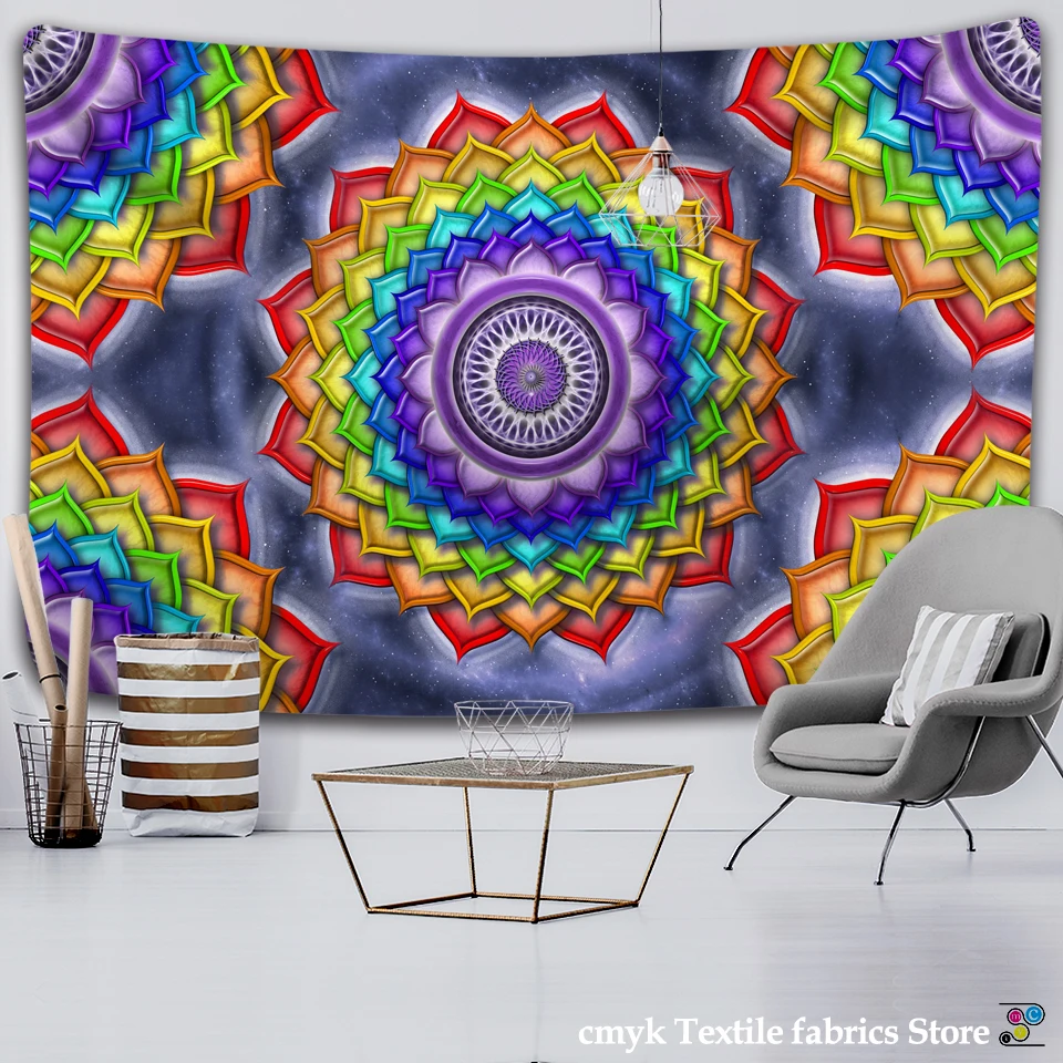 Colorful Wall Hanging Tapestries Mandala Tapestry Hippie Chakra Tapestry Boho Decor Wall Cloth Yoga Mats Bohemian Fabric