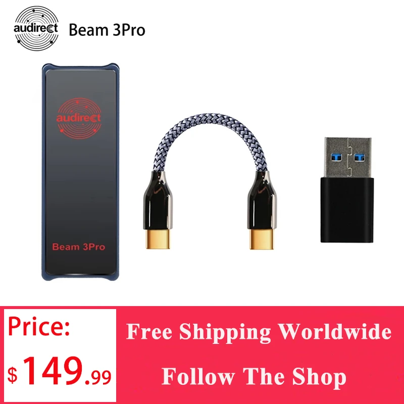 

Audirect Beam 3Pro ESS9281 AC Pro HiFi Portable Headphone Amplifier Beam3 Pro 36Bit/768kHz DSD512 with 3.5mm SE Port