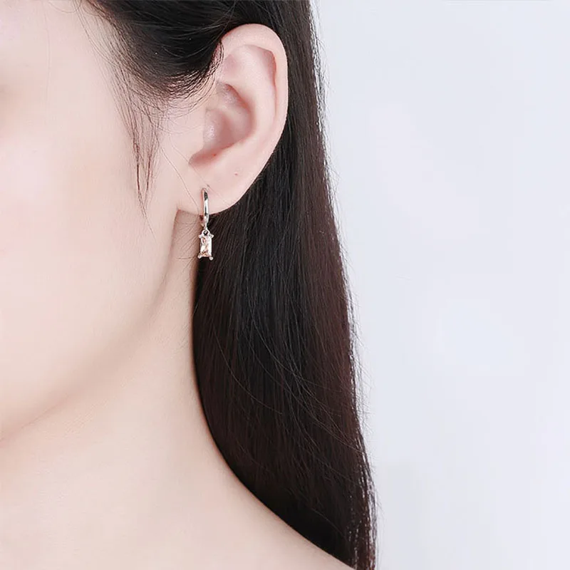 Picture 7: FOXANRY Prevent Allergy Silver Color Stud Earrings for Women Trend Elegant Simple Sparkling Colorful Zircon Bride Jewelry