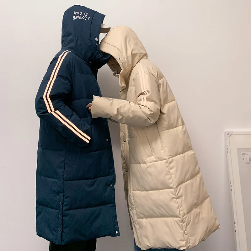 Mid-length couple padded jacket 2021 new jacket jacket women winter thick and warm Korean sports style down padded jacket parka
