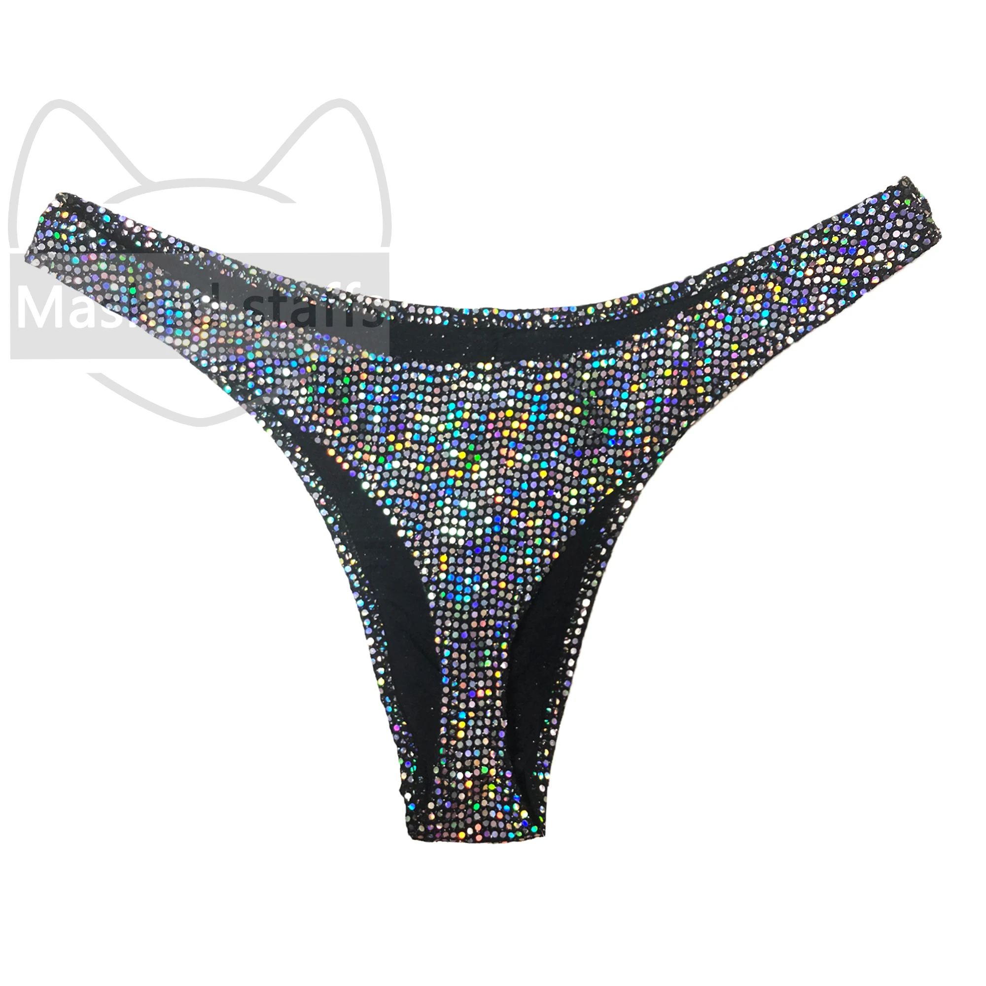 Masked staffs  Men\'s shiny oversized T-shirt sexy solid bikini high score sexy bikini pants shiny pearlescent pants