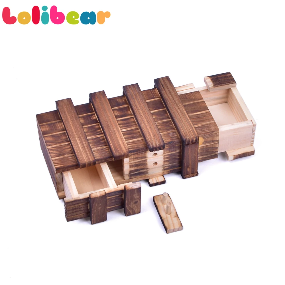 Scatola di Puzzle in legno Vintage con cassetto segreto trucchi magici scatola misteriosa Magia Puzzle in legno giocattoli Illusion Gimmick puntelli