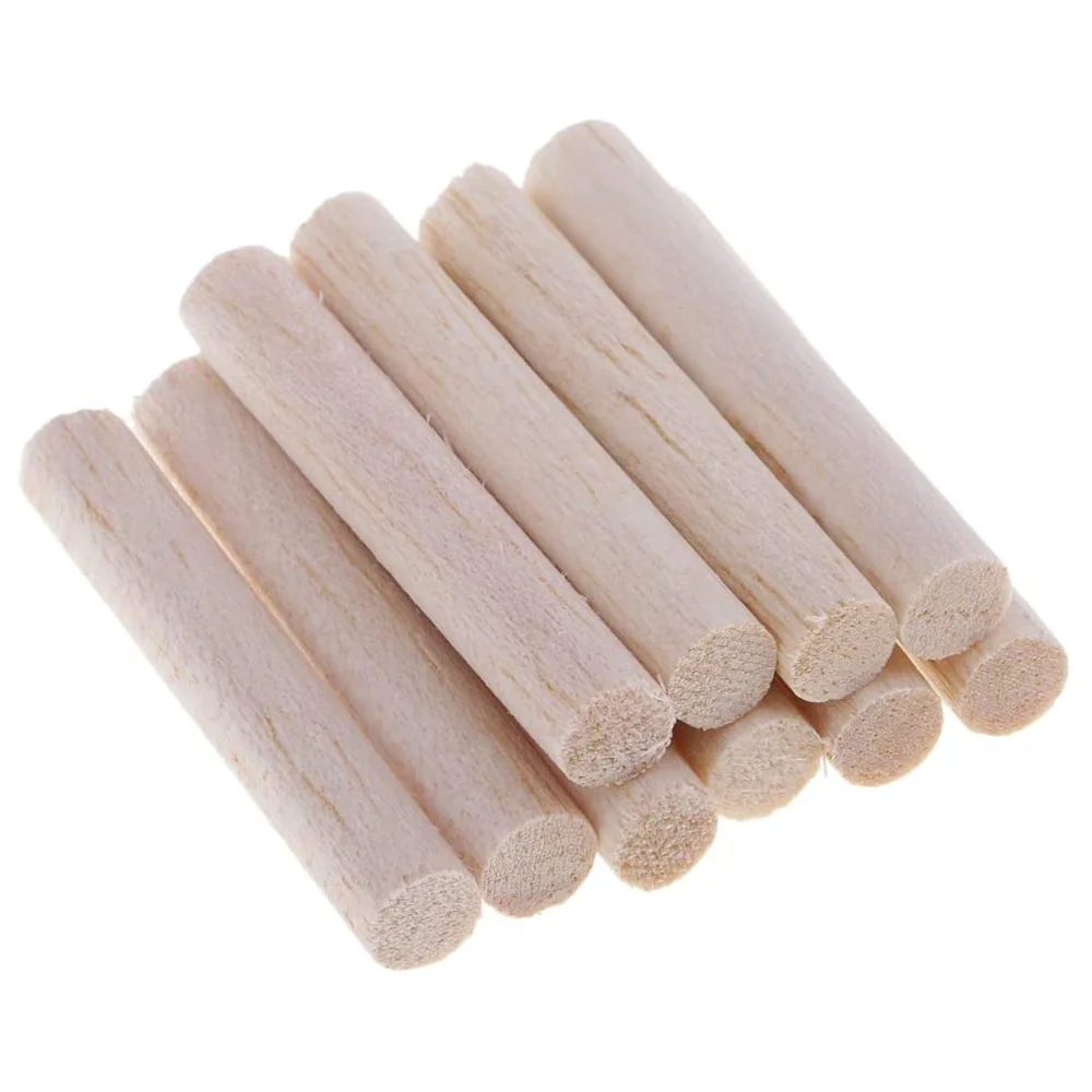 10 Pieces D8mm Round Blank Unfinished Balsa Wood Wooden Dowel Rod Pole for Woodcraft Hobbies DIY Craft Airplane Model Building