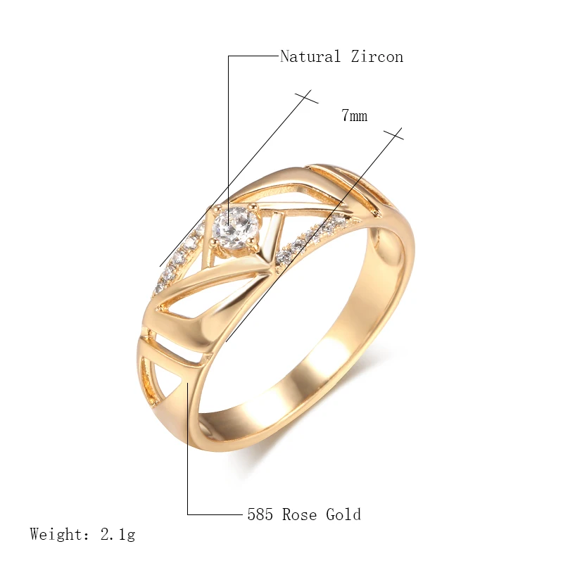 Kinel الساخن موضة العروس خواتم الزفاف 585 ارتفع الذهب الطبيعي الزركون خاتم للنساء الخالدة خمر غرامة مجوهرات حفلات 2021 جديد