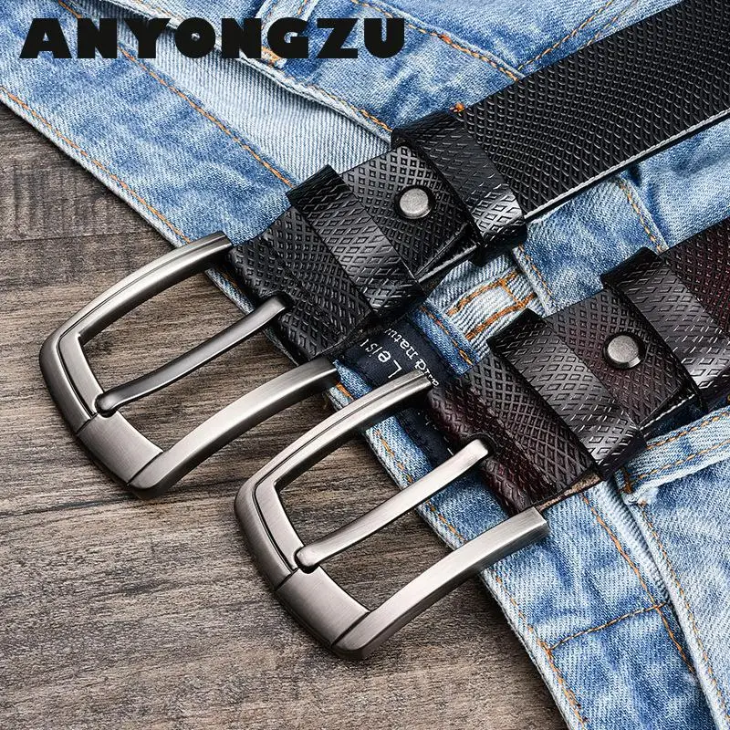 110-125cm Men Genuine Cowskin Belts Needle Buckle Pure Wholesale Trend Casual Hand made High Quality Black Jeans Business Belts