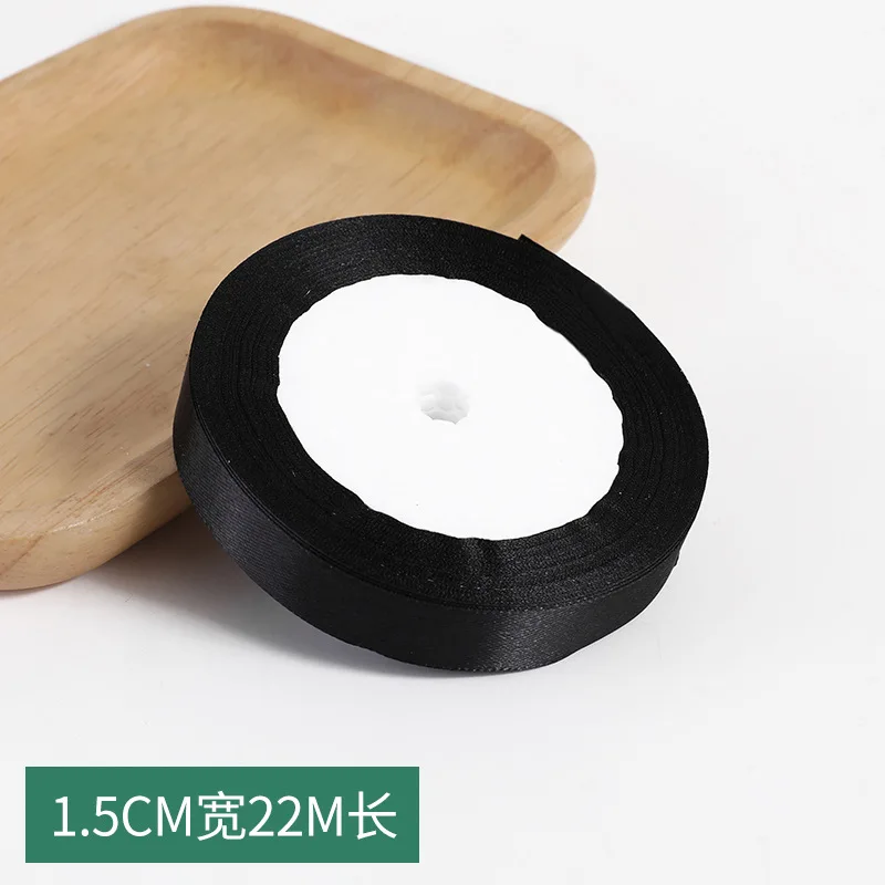 1 Stück 22 Meter/Rolle (6mm-50mm) Schwarzes Polyester-Satinband Schleifenband für Bastelarbeiten Hochzeit Weihnachten Party Handarbeit DIY Dekoration – Detail 5