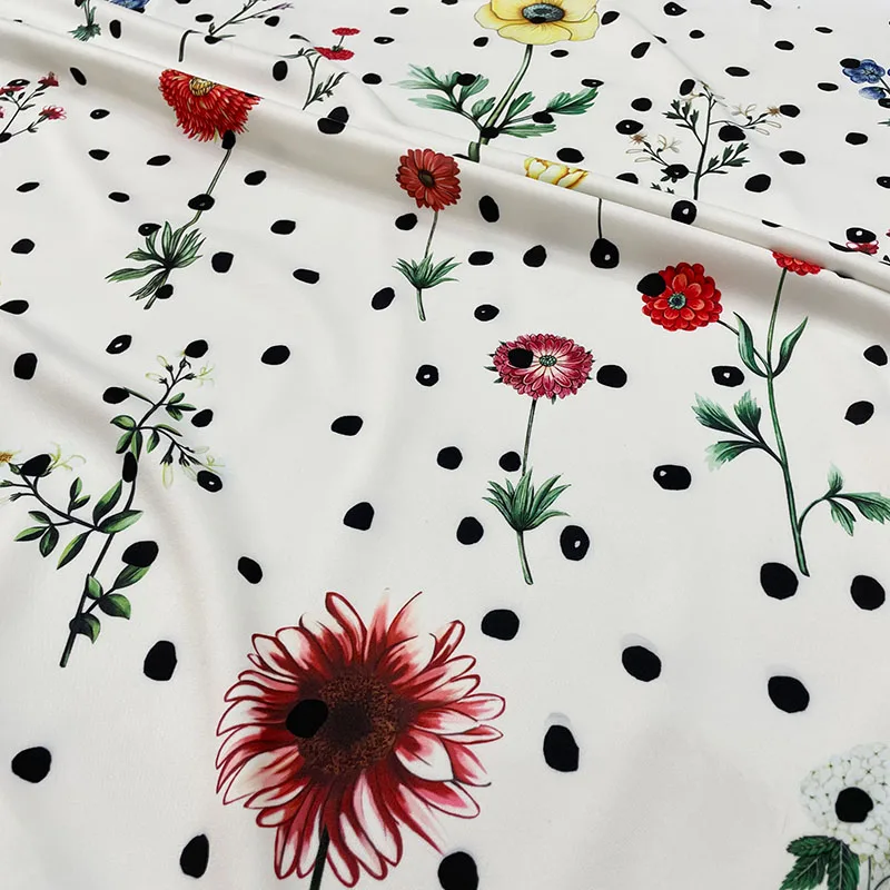 Flower Printed 100% Polyester Twill Fabric Thin Women\'s Clothing Shirt Cotton Chiffon Fabric Cloth for Dress by Meter Sewing