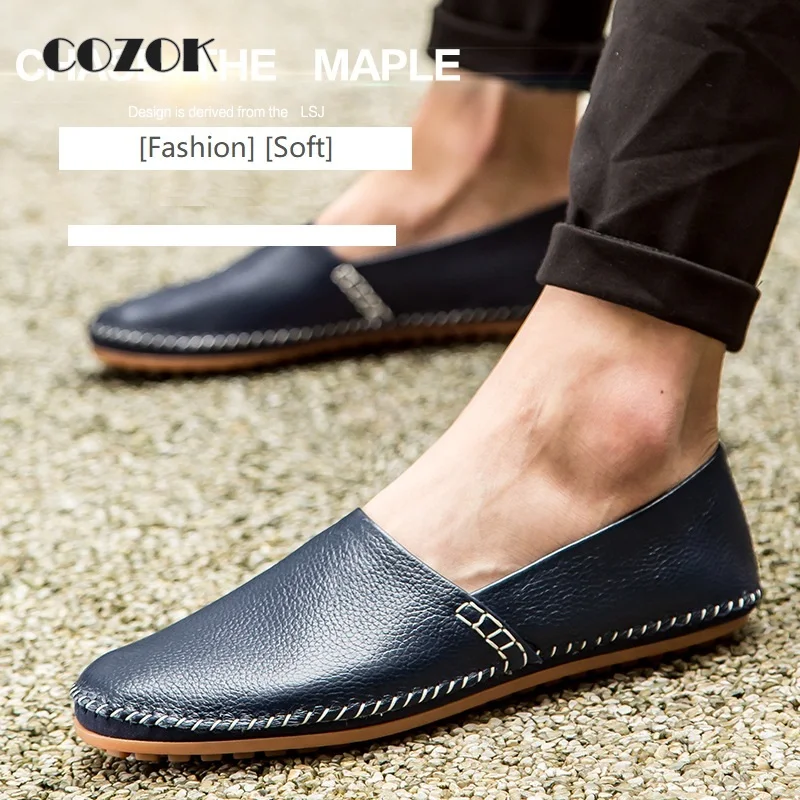 [Soft] Men's Shoes Casual Shoes Lazy Low-cut Set Foot Mid-mouth Single Shoes Cowhide Leather Handmade Leather Shoes