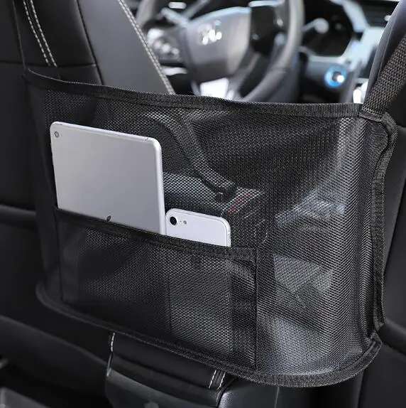 Universal Car Red Line Net Drink Food Holder Seat Back Storage Box Basket Tool Container Rear Storage Bag Car Ice Trash Bag