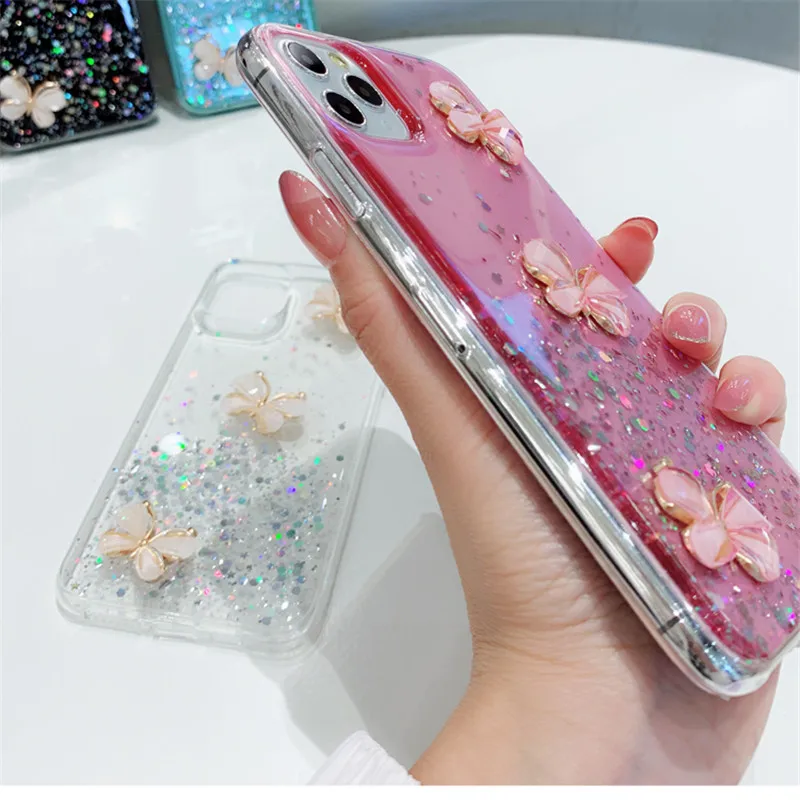 Glitter Bling 3D butterfly Phone Case  For Samsung galaxy A51 A71 A11 A21 A31 A21S A41 A10 A20E A20 A30S A40 A50 A70 A80 Cover