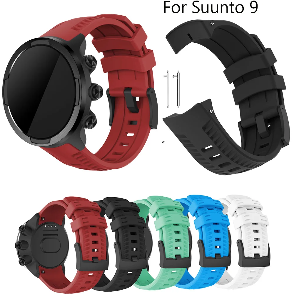 BEHUA 24MM Silicone Watchstrap For Suunto 9/9 Brao/D5/Suunto Sport Baro/Spartan Sport Wrist HR Wristband Replacement Watchband