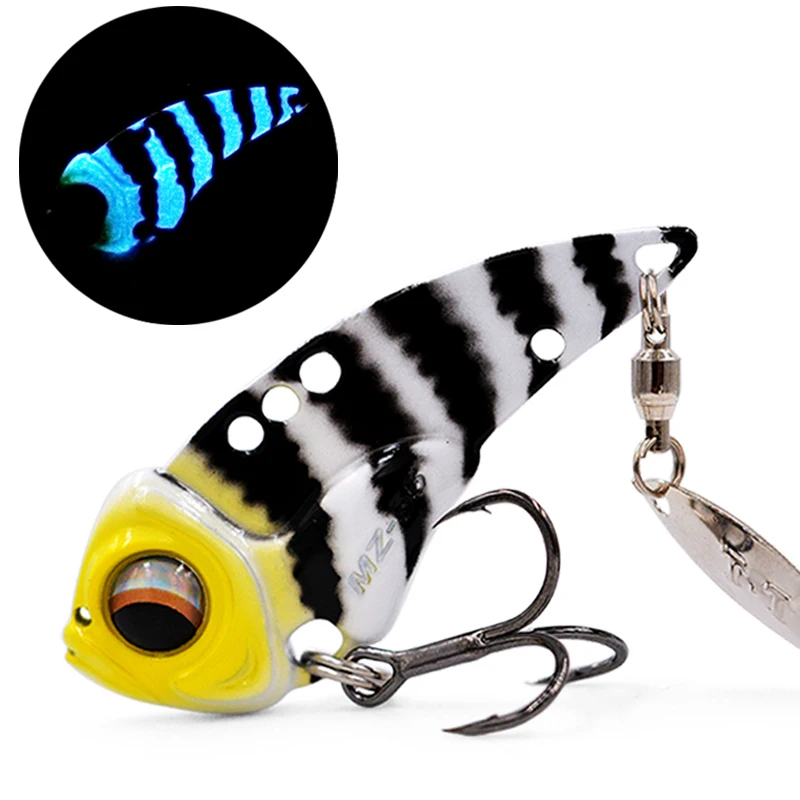 Castfanatic MZ55 MZ60 Metal VIB Blade Glow Cicada Lure 13g 17g Sinking Tail Spinner Baits Bibe For Bass Pike Perch Fishing Lure