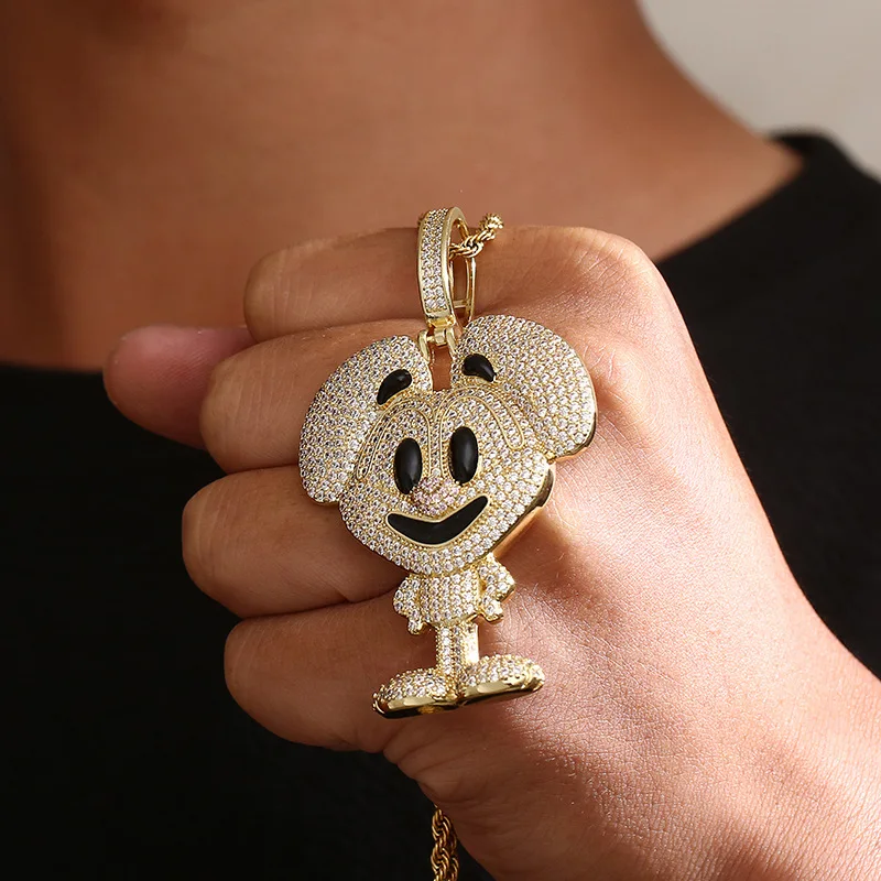 

Hip Hop Claw Setting AAA+ CZ Stone Bling Iced Out Big Rabbit Animal Pendants Necklaces for Men Rapper Jewelry Gift Drop Shipping