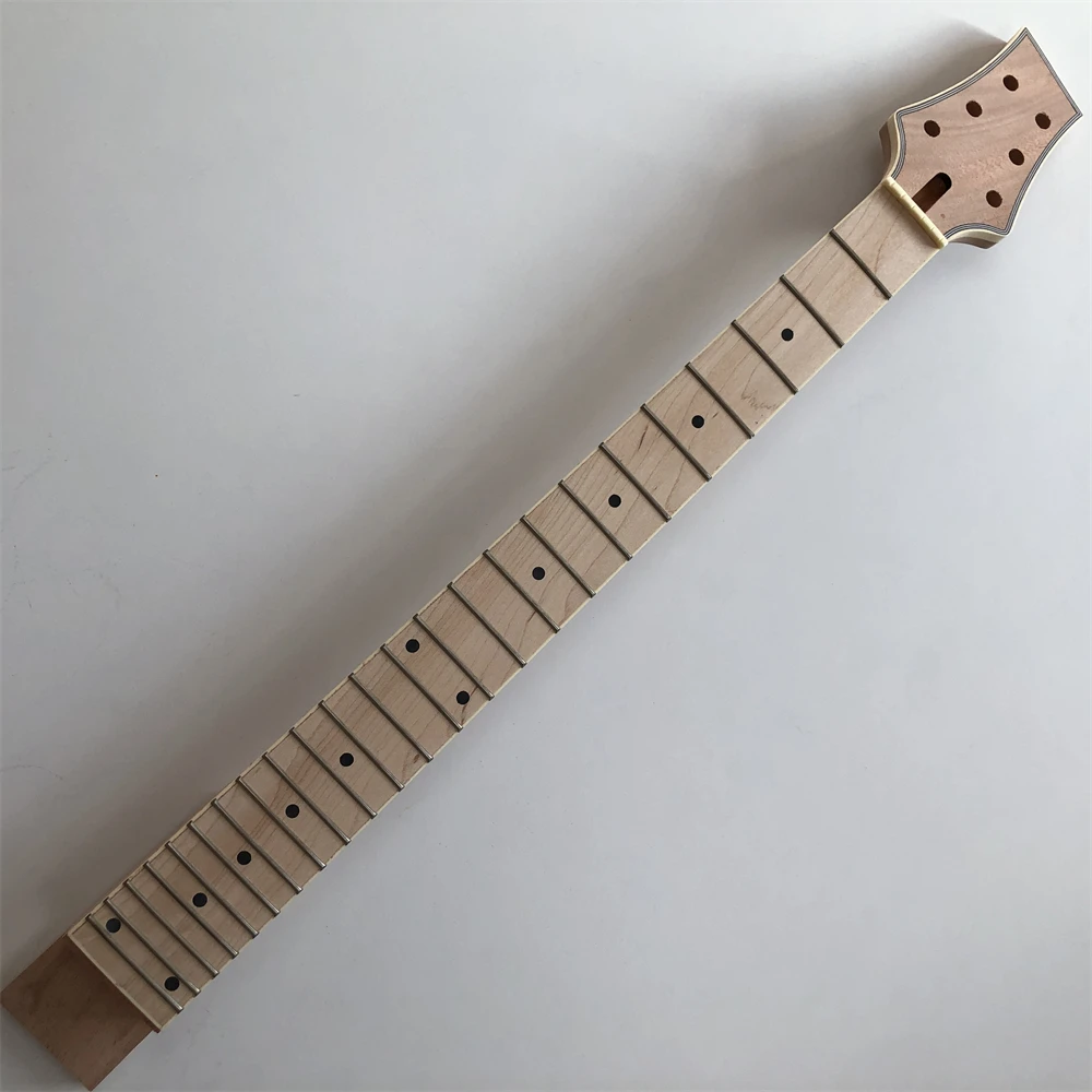 Unfinished Guitar neck Mahogany 24Fret 25.5 inches Maple Fretboard Dot inlay Diy