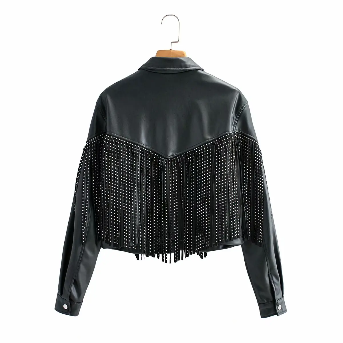 Leather Jacket Women Fringed Rivet Punk PU Leather Jacket Locomotive Short Coat Motorcycle Outerwear Ladies Female Coats Brand