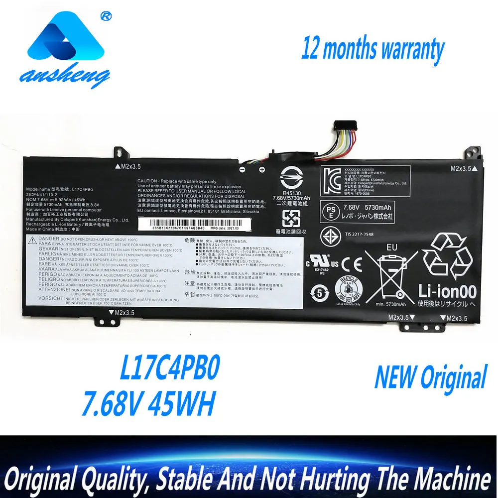 NEW L17C4PB0 Laptop Battery For Lenovo Xiaoxin Air 14ARR 14IKBR 15ARR 15IKBR Ideapad 530S-14IKB 530S-15IKB L17M4PB0 45WH