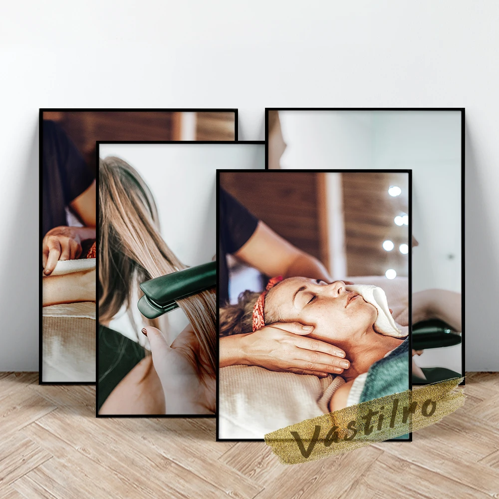 Neck Massage Skin Care Art Prints Poster Hair Design Aromatherapy Photography Publicity Canvas Painting Beauty Salon Wall Decor