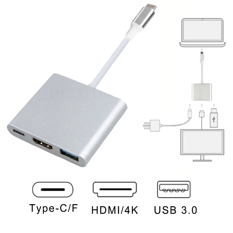 Type C Hub USB C Docking Station Type C to HD USB3.0 USB-C Charger Adapter for mobile phone laptop type c converter 3 in 1