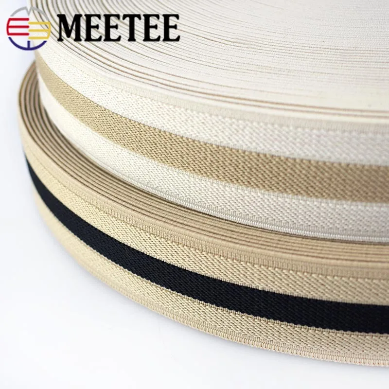 3/5Meters Meetee 35mm Black Stripes Elastic Band Webbing Trousers Soft Belt Underwear Stretch Bags Sewing Strap DIY Accessories