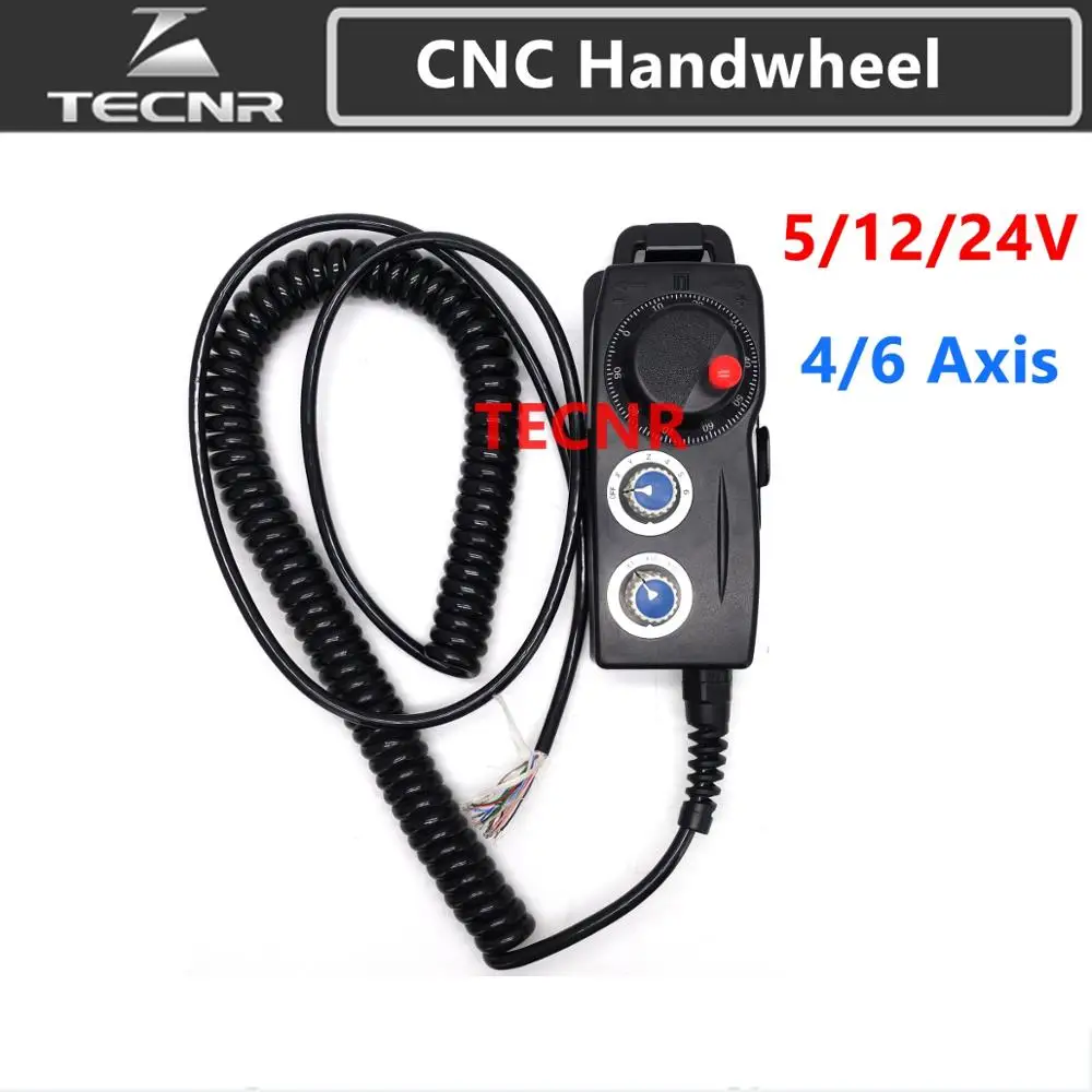 

4 6 Axis MPG Universal Pendant Handwheel manual pulse generator 5V 12V 24V for cnc router machine TECNR