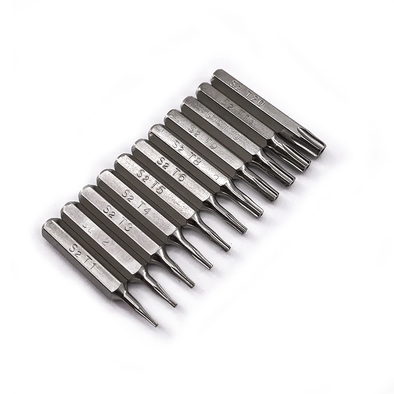 11PCS S2 Torx Screwdriver Bits Set T1T2T3 T4 T5 T6 T8 T9 T10H T15H T20H Mobile Repair Bit Plum Blossoms Repairing Head