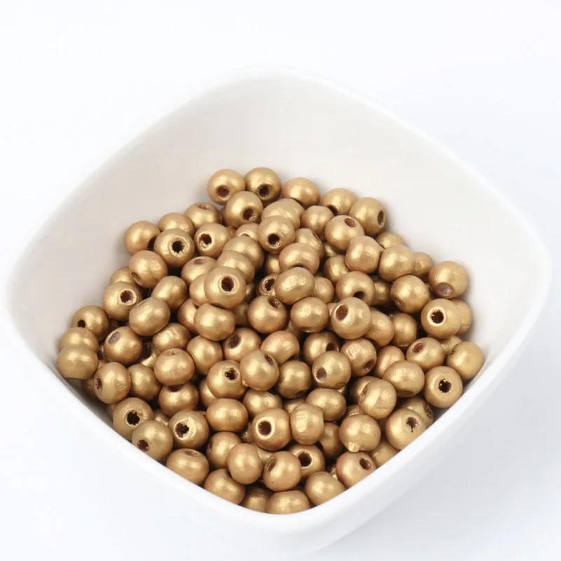 6mm 8mm 10mm 12mm Gold Silver Color Natural Wooden Round Ball Spacer Beads For Jewelry Making DIY 2019 New MT0224X