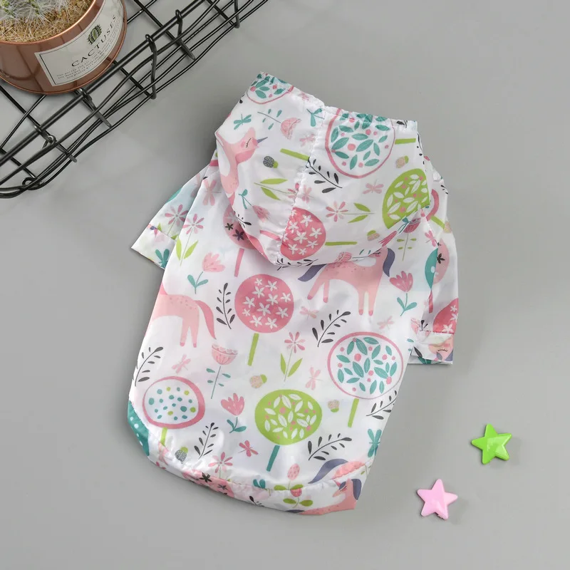 Cute Printed Puppy Dog Clothes Pet Small Dog Spring Summer Sunscreen Clothing Air-condition Apparel breathable Hoodied Coats