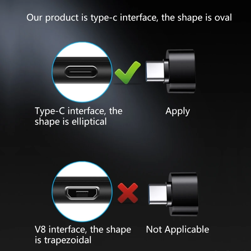 2 Pieces TypeC To USB Universal Adapter Interface Conversion Data Transmission Charging Tablets Black White